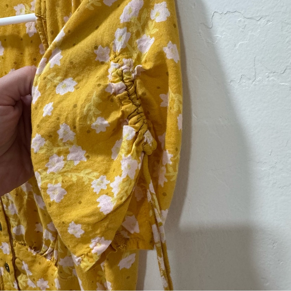 Billabong Twirl Twist Mini Dress Yellow Women's Teen Small Summer Button Front - Picture 8 of 15